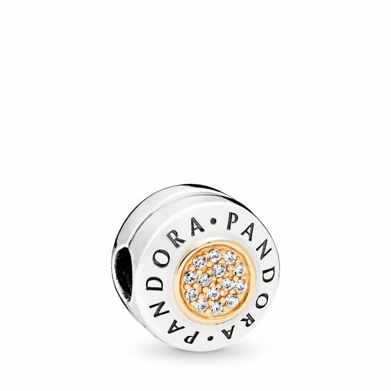 Pandora Signature Clip Charm - Two Tone/Cubic Zirconia - Canada | OU5108KL